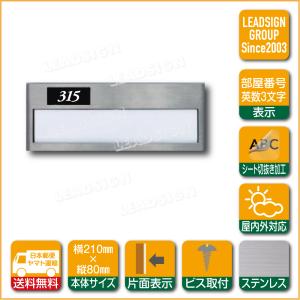ステンレス 室名札 NP-2S-H3 (213-147) 部屋番号３文字ナンバーシール付き
