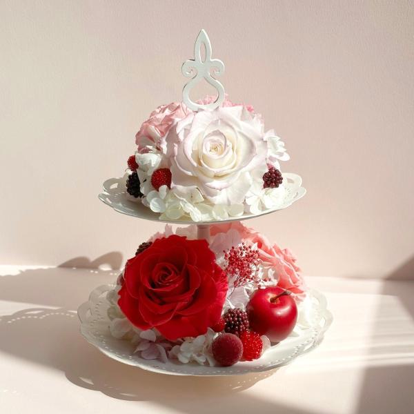プリザーブドフラワーアフタヌーンティー★花 ギフト誕生日 送別 卒業 結婚 お祝い 記念日 プレゼン...