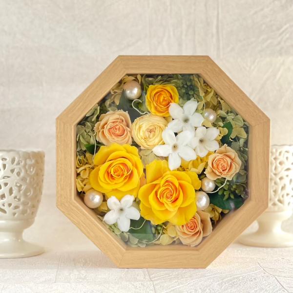 プリザーブドフラワーキハール八角フレーム★母の日 花 ギフト 誕生日 送別会 退職祝い 歓送迎会 卒...