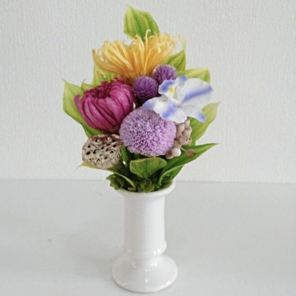 プリザーブドフラワー仏花HICHIRIKI パープル★花 贈り物 供物 お供え お供え花 お悔やみ ...