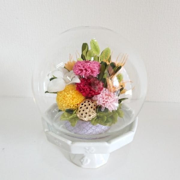 プリザーブドフラワー仏花 結 オレンジ★花 贈り物 供物 お供え お供え花 お悔やみ 花 法事 四十...