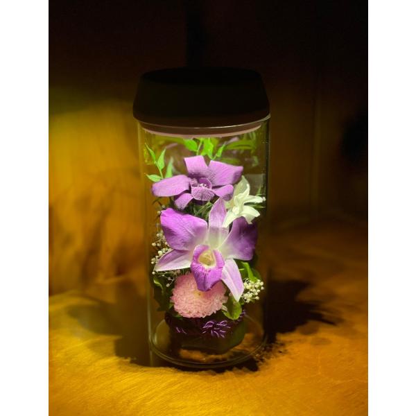 プリザーブドフラワー仏花 花ひかり紫★花 贈り物 供物 お供え お供え花 お悔やみ 花 法事 四十九...