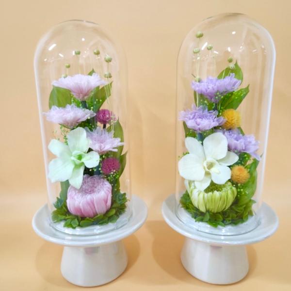 プリザーブドフラワー仏花minidomeV★花 贈り物 供物 お供え お供え花 お悔やみ 花 法事 ...