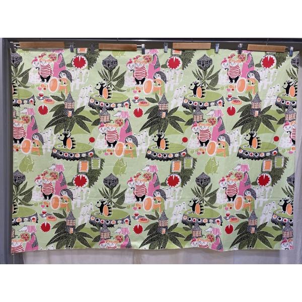 ヴィンテージファブリック　はぎれ　ムーミン　グリーン