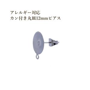 [20個]  カン付き 丸皿12mm ピアス [ 銀 シルバー ] サージカルステンレス キャッチ付き パーツ 金アレ