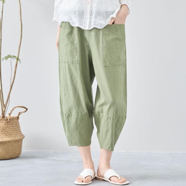 ウォッシュドコットンクロプトパンツ【M~L】カーキ
