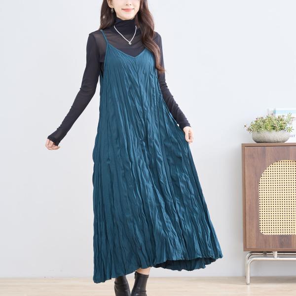 reve bleu ワッシャーキャミソールワンピース【M~L】ディープグリーン