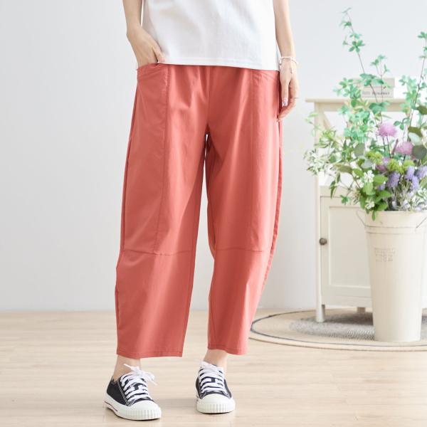 TRUBE【2025新作】【L〜LL】綿混ゆったり美シルエットパンツ テラコッタ