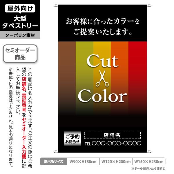 カット カラー タペストリー  屋外 ターポリン 店舗看板 垂れ幕 テント地 名入れ セミオーダー