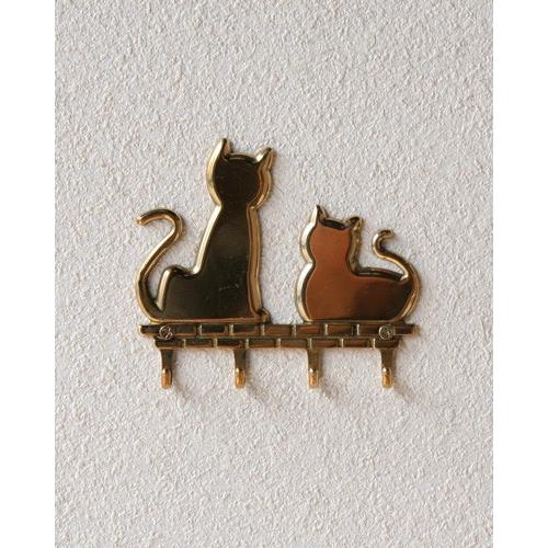 4連フック キャット 猫 可愛い 真鍮 壁掛け ゴールド イタリア製 キーハンガー ヨーロピアン ウ...