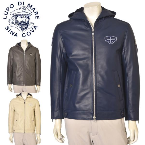 シナコバ SINACOVA 2025秋冬新作 メンズ フーデッドラムレザージャケット 羊革 シープス...