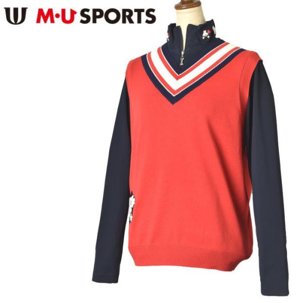 50％OFFセール！ MUスポーツ M・U SPORTS ゴルフ 2023秋冬新作 レディース Vネ...