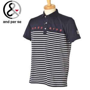 and per se（アンパスィ） 半袖ポロシャツ ネイビー×白 ボーダー