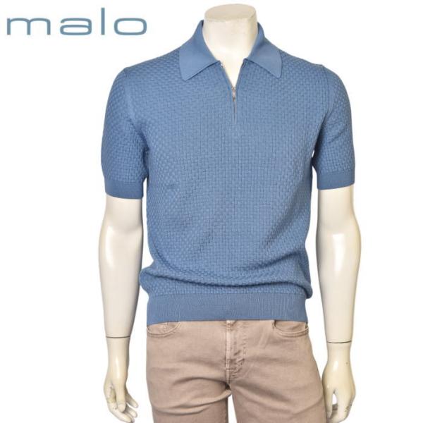 30％OFFセール！ マーロ malo 2025春夏新作 メンズ 半袖ハーフジップ ポロニット セー...