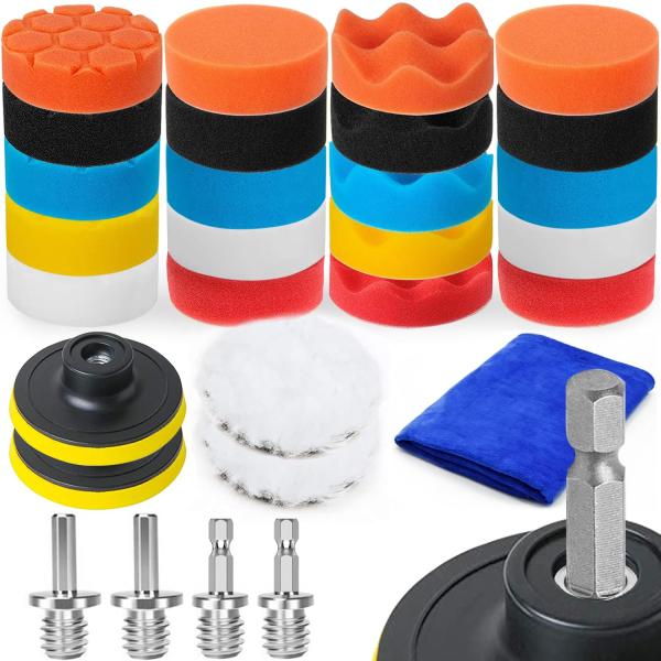 ポリッシャー バフ 80mm 28点 六角軸付き 電動ポリッシャー用 電気ドリル インパクトドライバ...