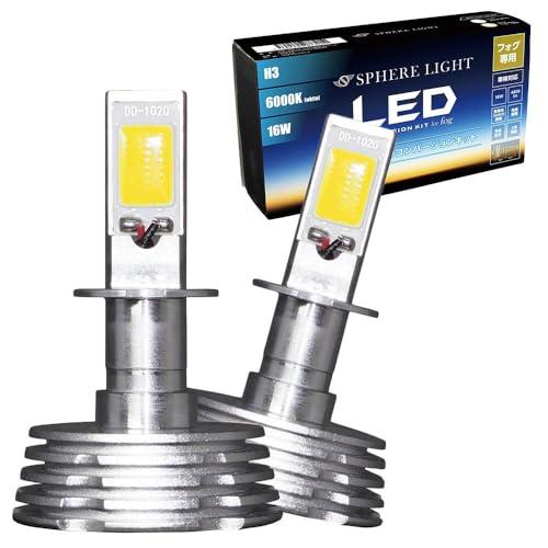 スフィアライト フォグランプ LED 車用 H3 6000K ホワイト 4800lm 12V 車検対...