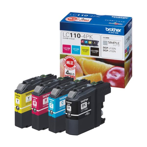 brother純正インクカートリッジ4色パック LC110-4PK 対応型番:DCP-J152N、D...