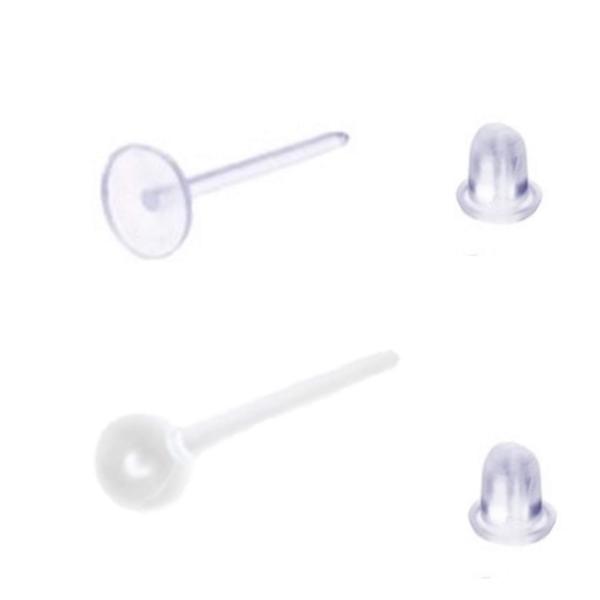 シークレット ピアス 丸玉 ＋ 平皿 2種類80個セット ＋ ピアスキャッチ 樹脂製 金属アレルギー...