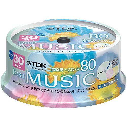 TDK 音楽用CD-R 80分 インクジェットプリンタ対応(5色カラーミックス・ワイド印刷仕様) 3...