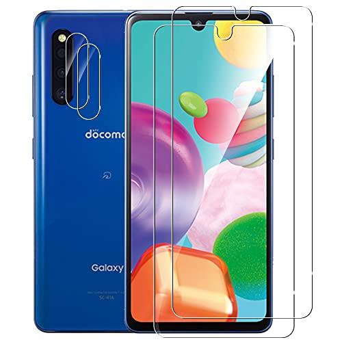 Galaxy A41 用の ガラスフィルム2枚+ギャラクシー A41 用の カメラフィルム 2枚セッ...