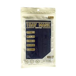 1DAY MASK 小さめサイズ NAVY 1袋7枚入 2袋セット 不織布マスク 柄マスク｜apm-store