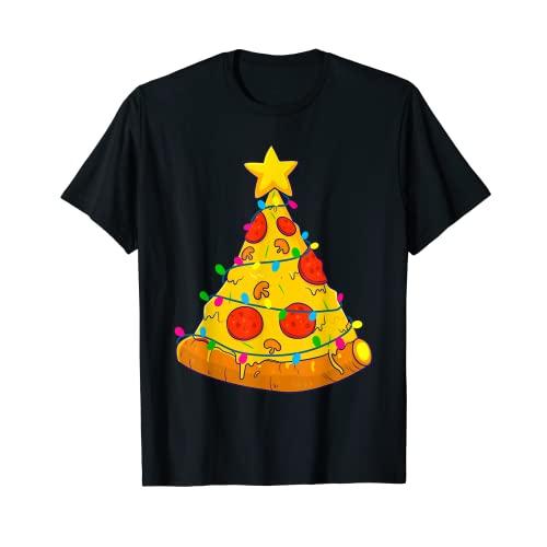 ピザクリスマスツリーライトXmasゲーマーギフト男性キッズボーイズ Tシャツ