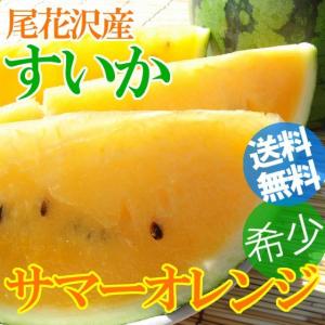 【送料無料】希少！尾花沢産オレンジ色のすいか「サマーオレンジミドル」Ｌ１玉(約6k)[7/下旬-8月頃出荷]