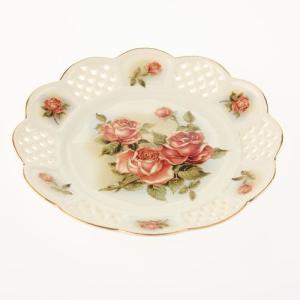 ケーキ皿 薔薇キッチン小物 ゴールドローズ 薔薇柄ケーキ皿 食器