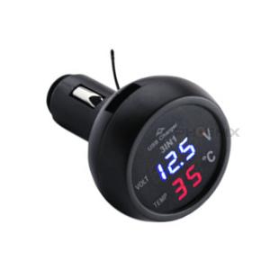 シガーソケット 温度計 電圧計 USB 充電ポート バッテリーチェッカー