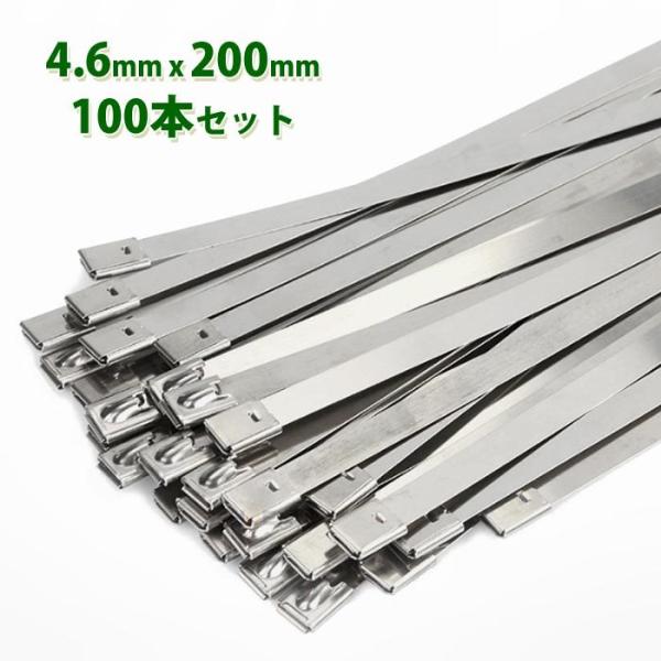 ステンレス 結束バンド タイラップ 4.6 x 200mm 100本 セット インシュロック 耐熱 ...