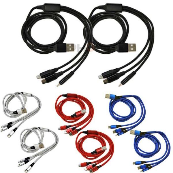 3in1ケーブル 充電ケーブル 充電コード 同時充電 多機種対応 iphone Android Mi...