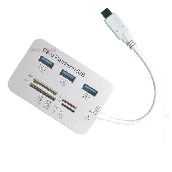 マルチカードリーダー USB3.0 type-C 銀 SDカードリーダー 多機能 USBハブ 7in...