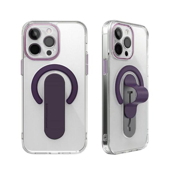 iPhone15 Pro ケース Mag Grip レンズガード一体型クリアケース ディープ パープ...