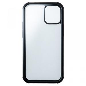 シールドカバー 両面クリア 強化ガラス 9H iPhone12 Pro Max ブラック TFSC1267BK