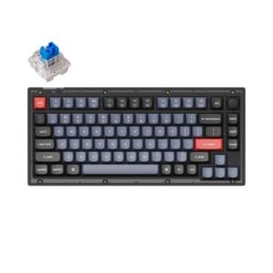 Keychron V1 QMK メカニカルキーボード US配列 テンキーレス 青軸 フロステッドブラック 半透明）｜appbankstore