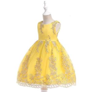 発表会 ドレス 子供 キッズ ガールズ ピアノ 結婚式 ドレス 刺繍 イエロー ピンク キッズドレス 格安 パーティドレス 撮影 入学式 卒業式