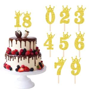 WishFirst ケーキトッパー キラキラ 番号0-9 カップケーキ お誕生日 パーティーの装飾 結婚記念日 ハッピーバースデー 10個 数字 ケー