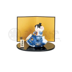 [薬師窯] 五月人形 日本製 端午の節句 ミニ コンパクト 手のひらサイズ 陶器 染錦 鯉のぼり桃太郎｜apple-mint