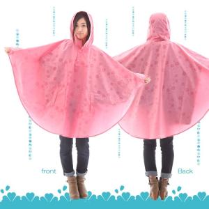 レインコート ポンチョ 桜雫 雨に濡れると桜柄...の詳細画像4