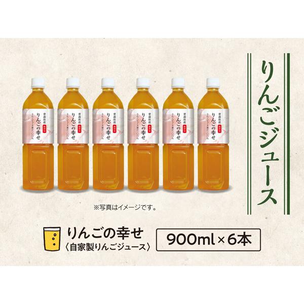 果汁100%りんごジュース【りんごの幸せ・900ml ペットボトル 6本入】無添加・無加糖