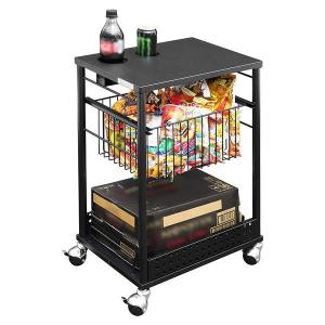 Bauhutte バウヒュッテ サイドワゴン BHS-430EW-BK 食料やドリンクを収納 ドリンクホルダー キャスター付き 長時間ゲームプレイのお供 ブラック -メーカー直送-｜applied-net