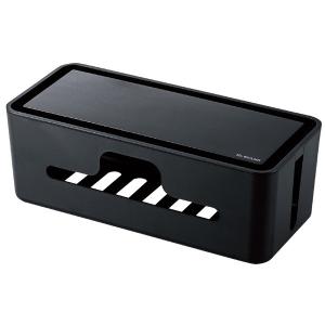 ELECOM エレコム EKC-BOX003BK ケーブルボックス コードボックス スタンド付 小型 コンパクト 延長コード 4〜6個口 コードホール×6 ブラック -お取り寄せ品-｜applied-net