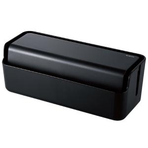 ELECOM エレコム EKC-BOX004BK ケーブルボックス コードボックス スタンド付 大型 延長コード 10個口 コードホール×10 ブラック -お取り寄せ品-｜applied-net