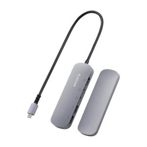 ELECOM エレコム DST-C18SV Type-C ドッキングステーション アルミボディ 固定用スタンド付き USB-A×2 HDMI×1 USB-C×2 シルバー -お取り寄せ品-｜applied-net