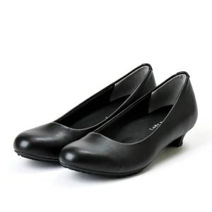 アシックス商事 Lady woker(レディワーカー) 3cmヒール ラウンドトゥ プレーンパンプス LO-17100 レディース ブラック 23.5cm -お取り寄せ品-