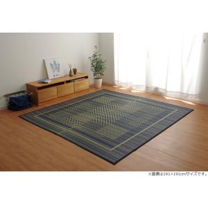 イケヒコ い草ラグ 消臭 カーペット 長方形 ブルー 約191×300cm (裏:不織布) 滑りにく...