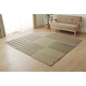 イケヒコ ラグ い草 撥水 滑り止め 不織布 格子柄 シンプル カジュアル 抗菌防臭 ブラウン 約1...