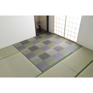 イケヒコ い草ラグ 花ござ カーペット ラグ 8畳 格子柄 市松柄 「DXピーア」 グレー 江戸間8畳 (約348×352cm) 裏:不織布 和風 グレー 4336108  -お取り寄せ品-｜applied-net