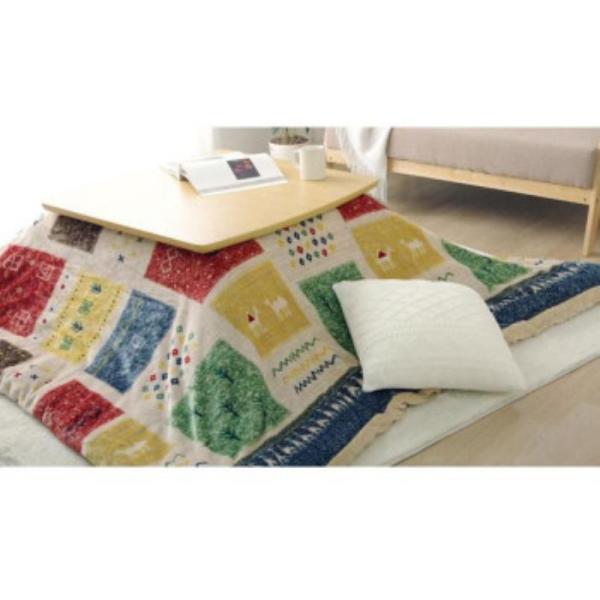 イケヒコ こたつ布団 カバー 正方形 洗える 撥水 ギャッベ柄 ネイビー 約195×195cm ギャ...
