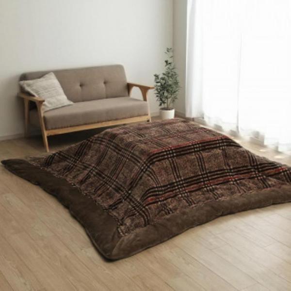 イケヒコ こたつ布団 正方形 ソファー 洗える シンプル チェック柄 ブラウン 約240×240cm...